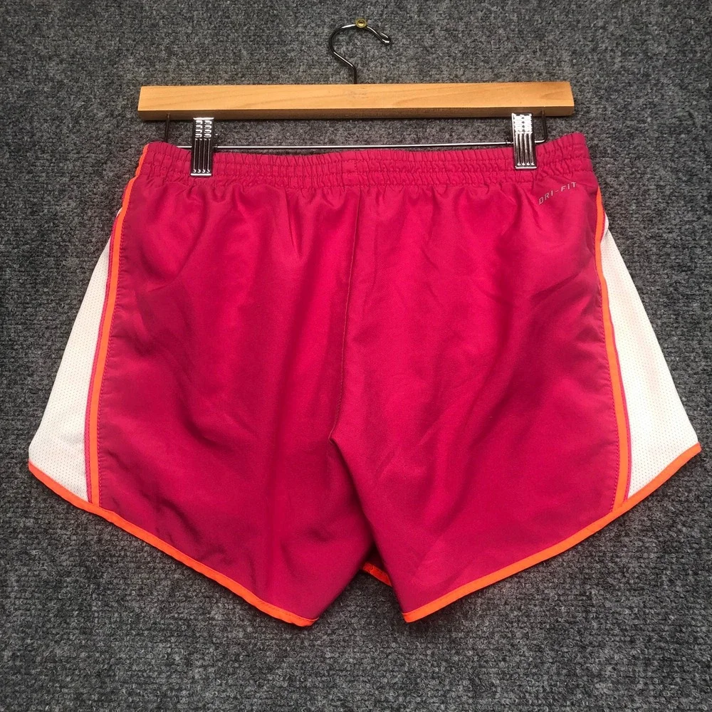 Nike Dri-FIT Womens Pink Orange White Mesh Running Training Shorts Small